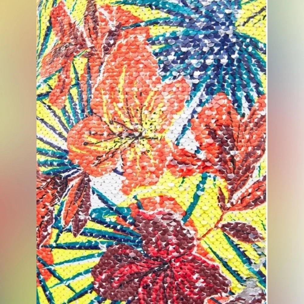 Zara Floral Sequin High Waisted Mermaid Fit and Flare Midi Skirt size small - Picture 4 of 15